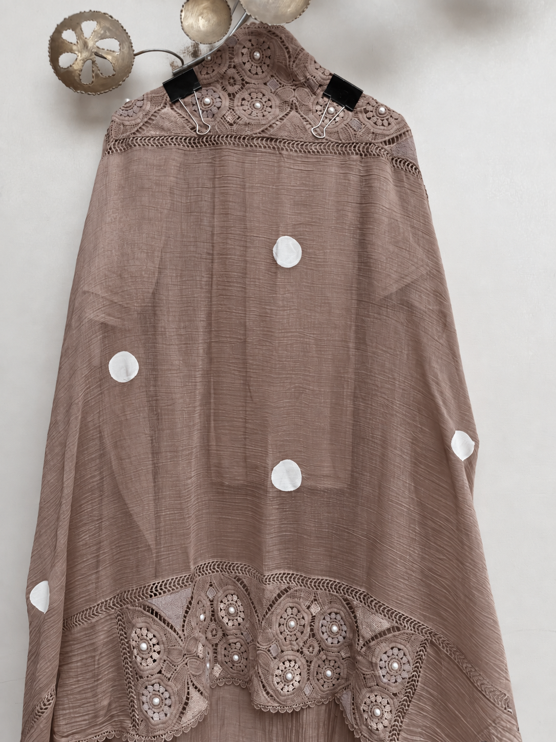 Fiza Polka Pearl Mulmul Chanderi Unstitched Suit