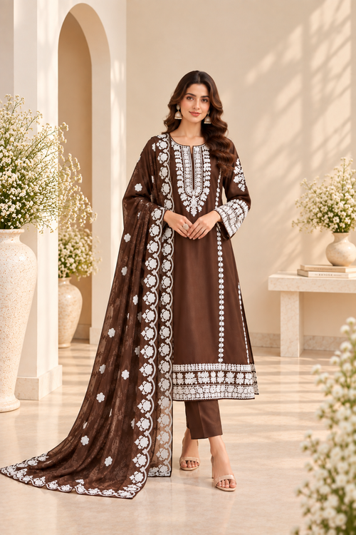 Chaubara Mulcotton 3 pc Kurta Set