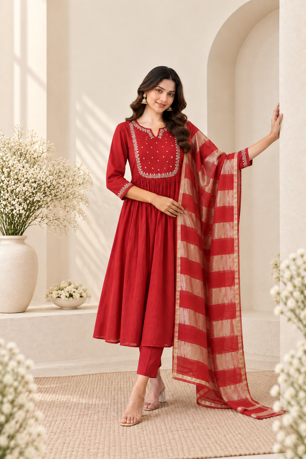Fizaan Mulchanderi Blend 3pc Kurta Set
