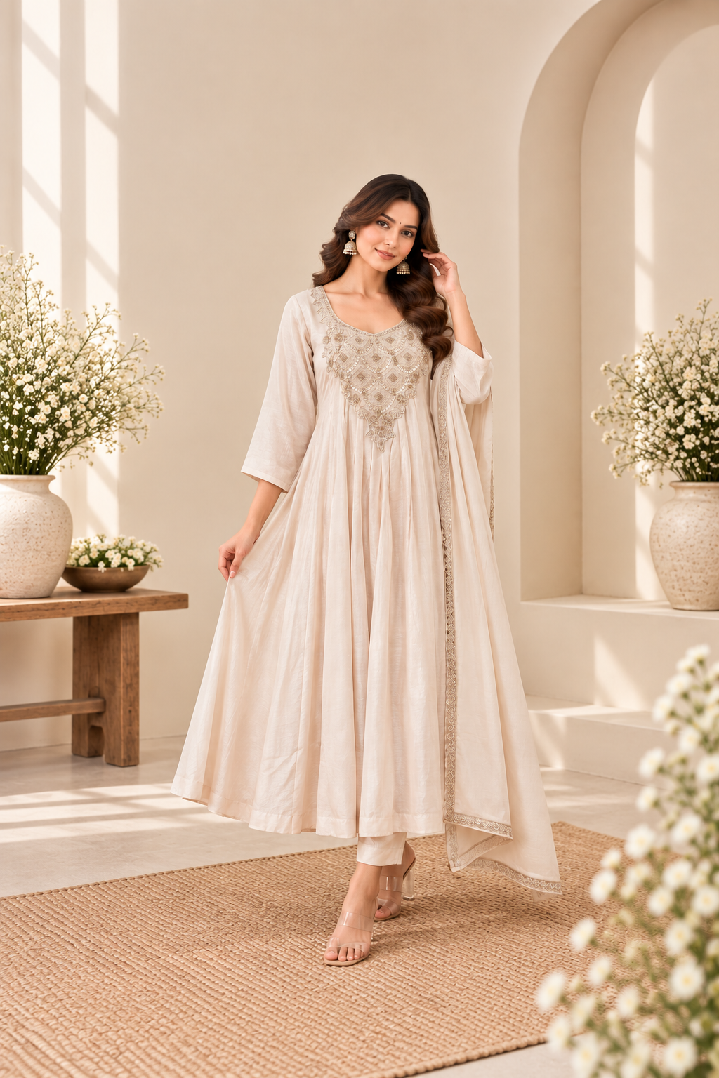 Lujain Mulchanderi Blend 3pc Kurta Set