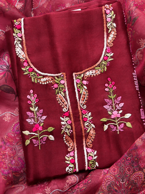 Zivara Bloom Pure Organza Unstitched Suit