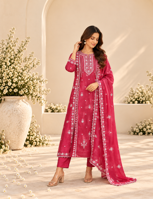 Pariza Mulmul Chanderi Unstitched Suit