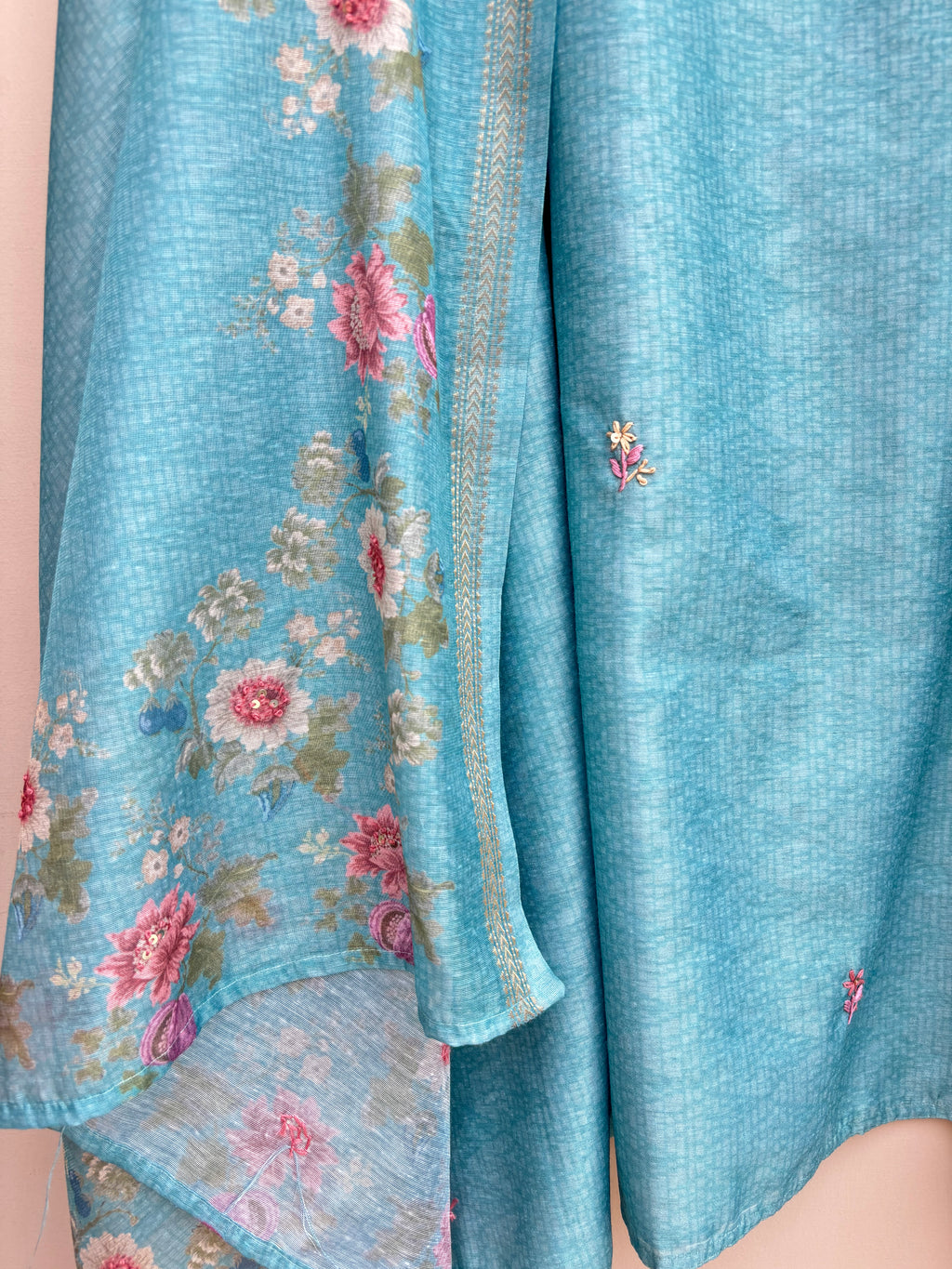 Chanderi Mirror thread Embroidery Suit