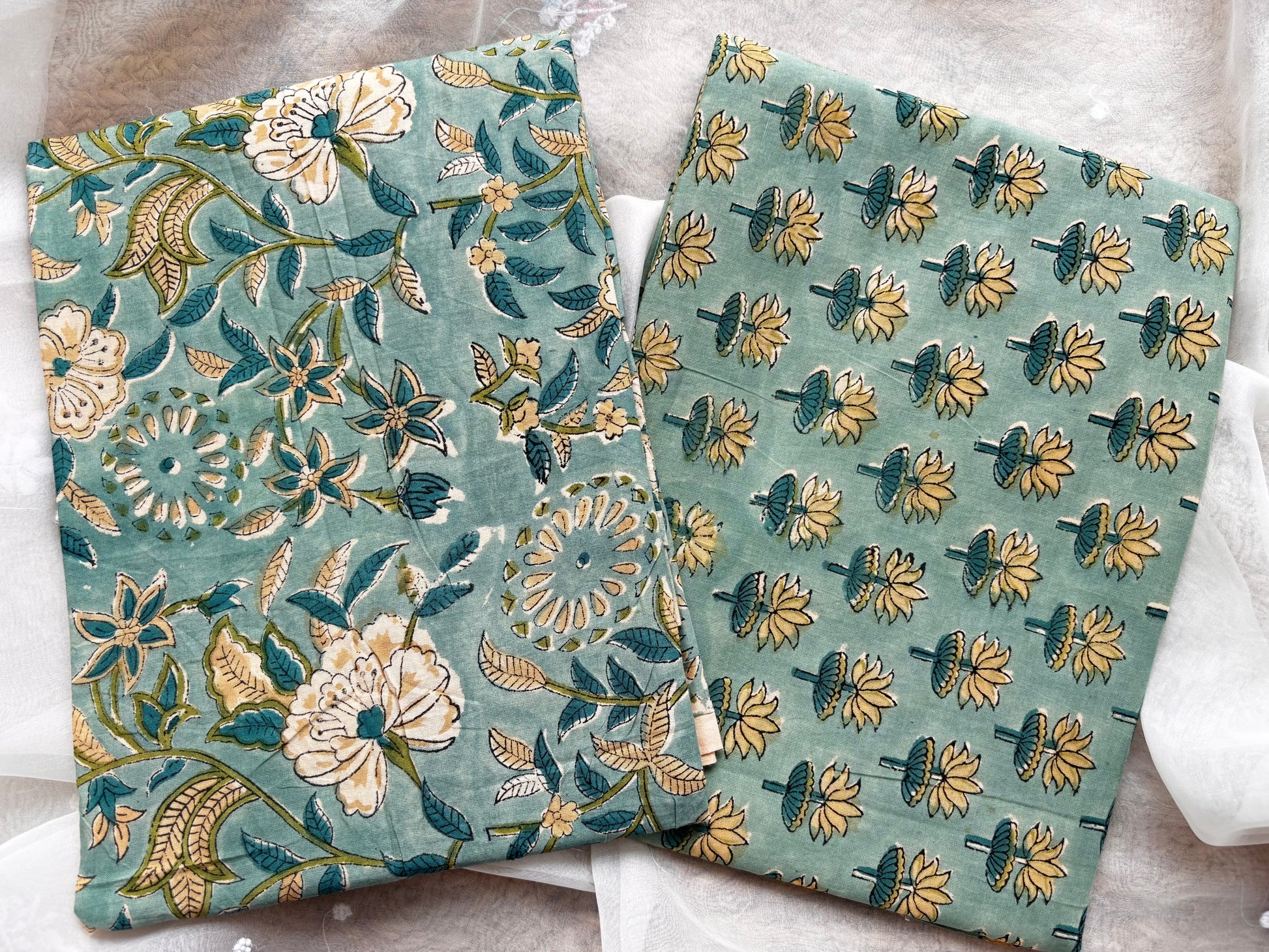 Pista Green Kalamkari Mulmul Cotton 2pc Set