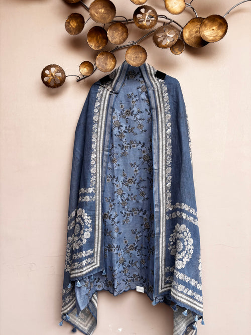 Blue Mirage Linen Unstitched Suit