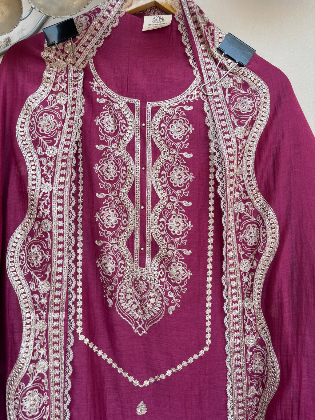 Fuchsia Noor Unstitched Suit