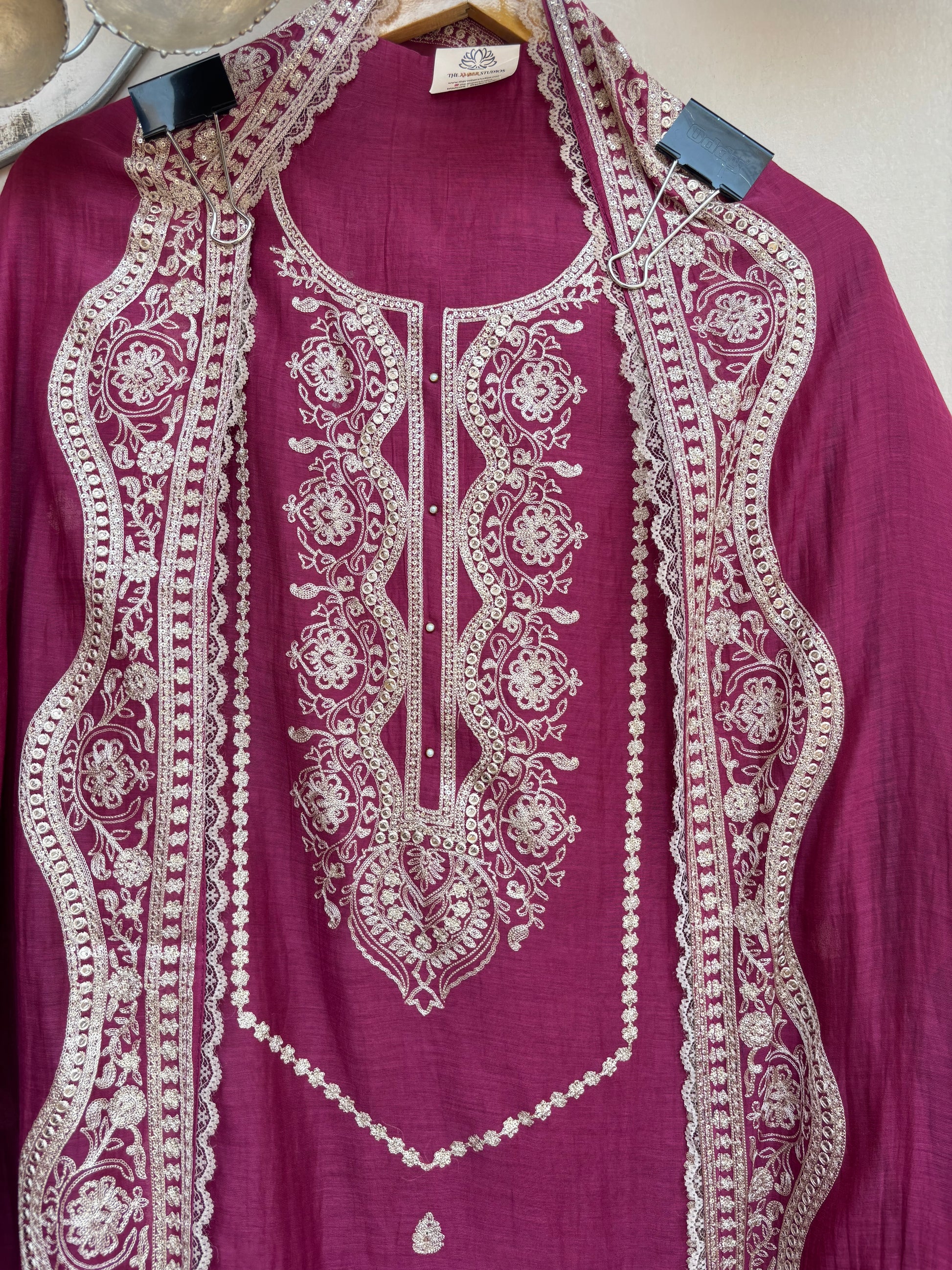 Fuchsia Noor Unstitched Suit