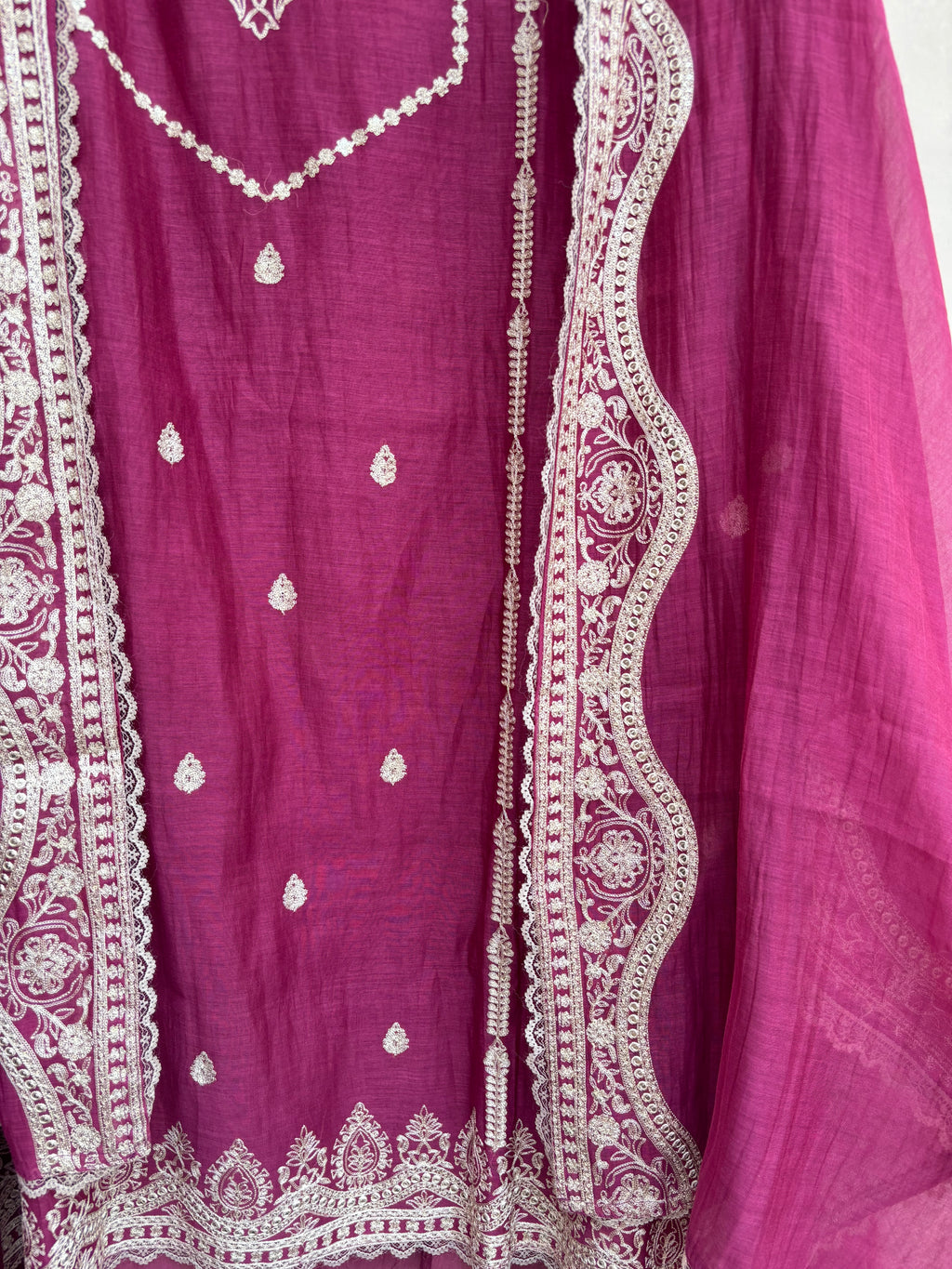 Fuchsia Noor Unstitched Suit