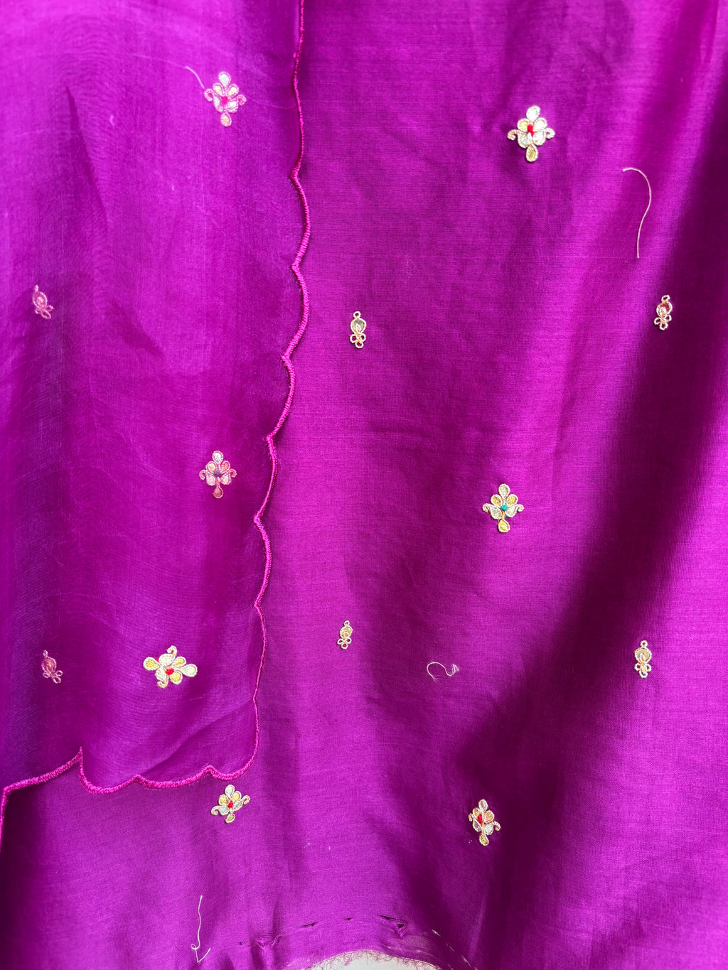 Wine Marori Unstitched Suit with Organza Dupatta