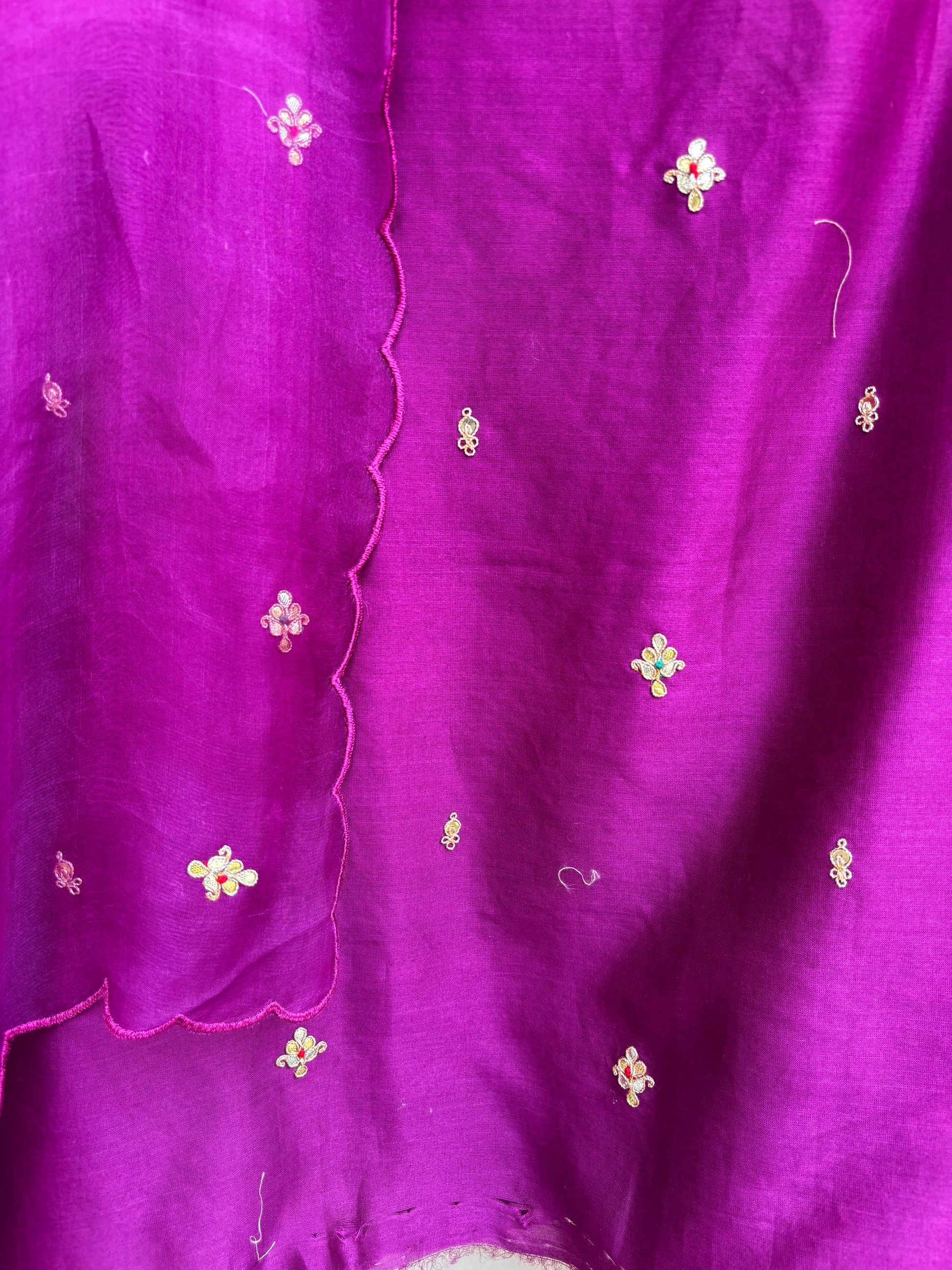 Wine Marori Unstitched Suit with Organza Dupatta