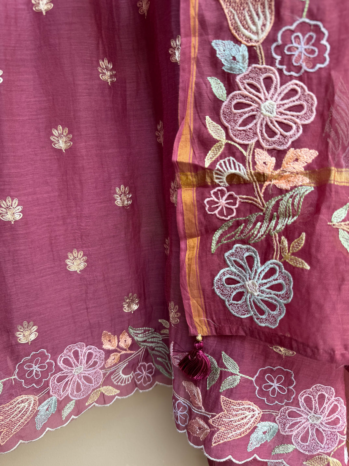 Mehreen Elegance Mulmul Chanderi Unstitched Suit