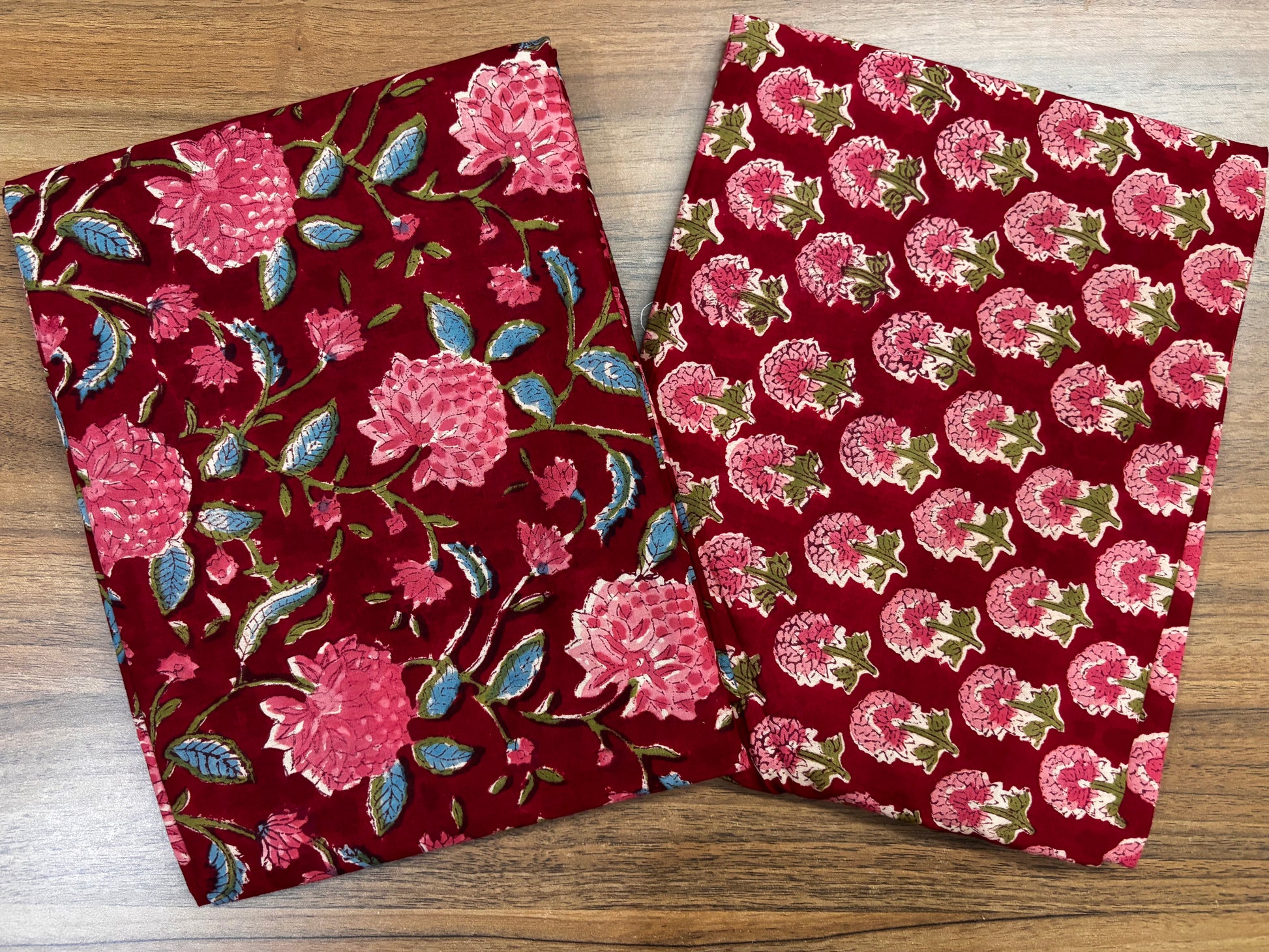 Blood Red Kalamkari Mulmul Cotton 2pc Set