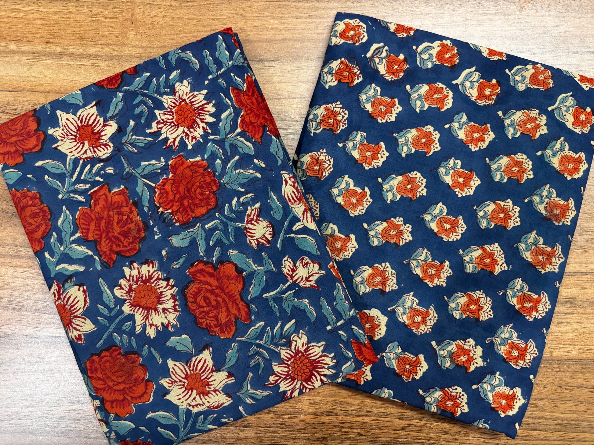 Dark Blue Kalamkari Mulmul Cotton 2pc Set