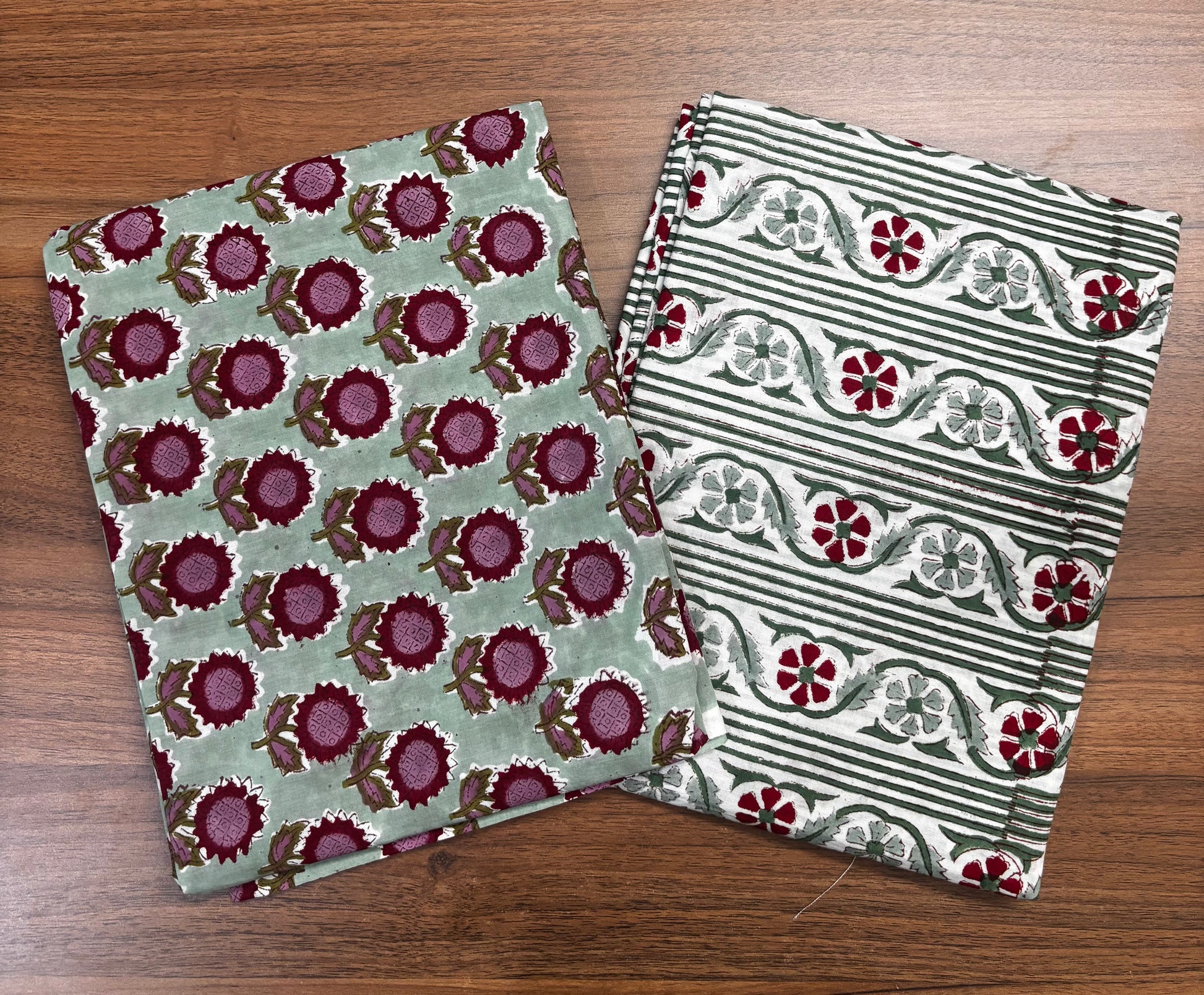 Light Green Kalamkari Mulmul Cotton 2pc Set