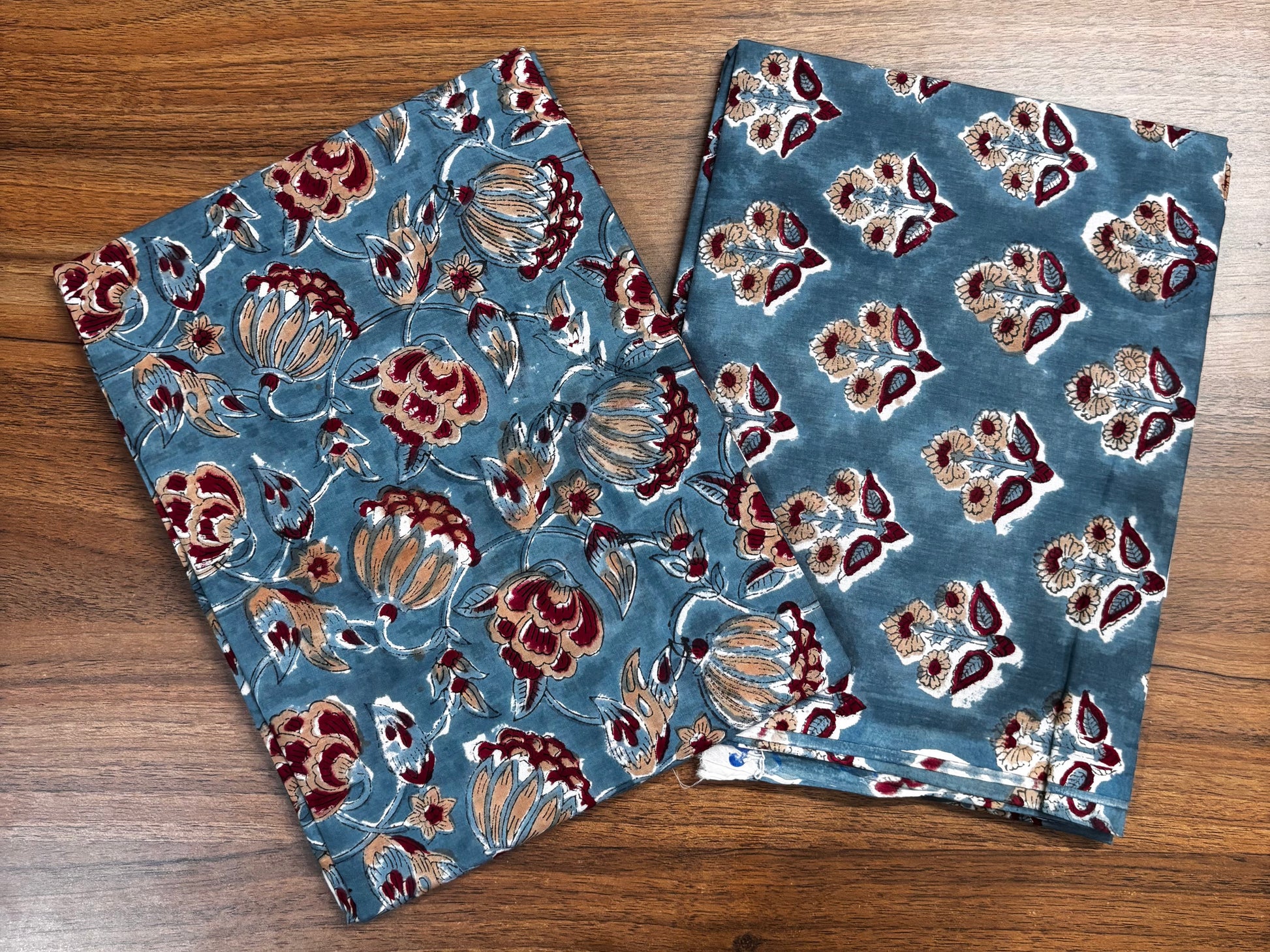 Sky Blue Kalamkari Mulmul Cotton 2pc Set