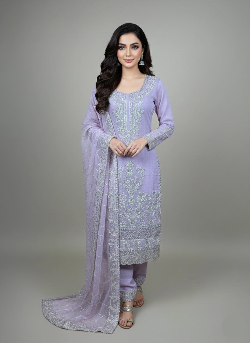 Mulmul Chanderi Gotta Patti Suit with Dupatta