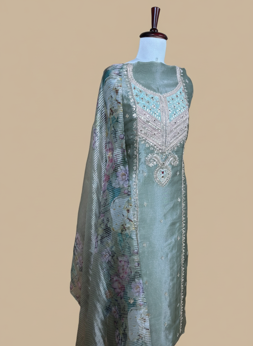 Pure Tissue Handwork Gotta Patti with Zardozi Pearl Suit