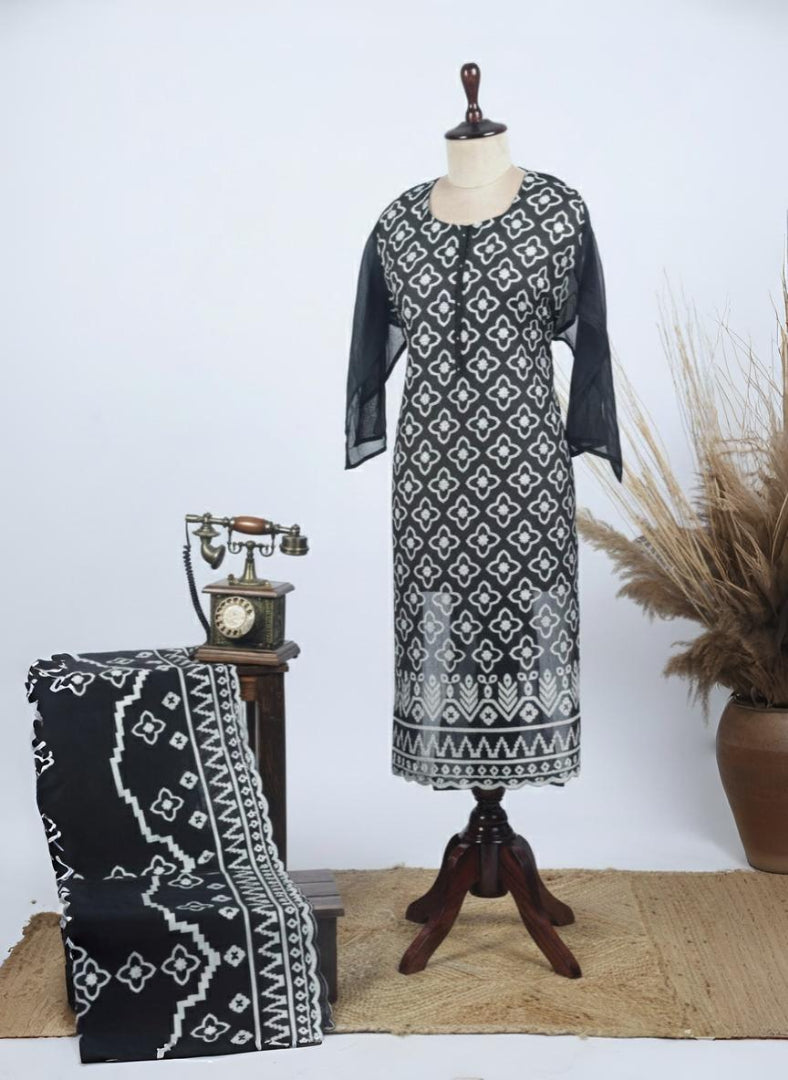 Pure Mulmul Chanderi Applique Embroidery Suit