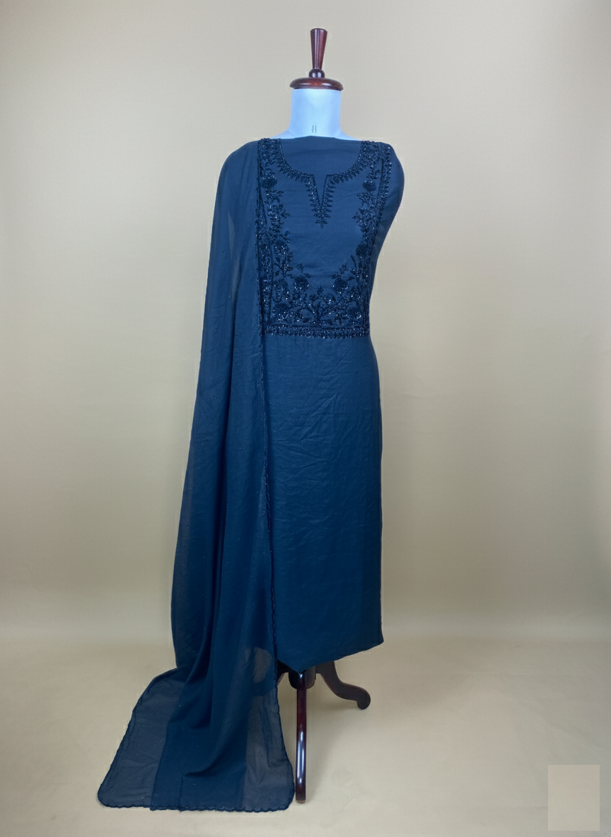 Mulmul Chanderi Sequence Work with Pearl Embroidery Suit with Dupatta