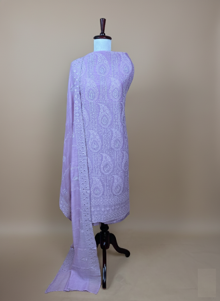 Mulmul Chanderi Silver Highlight with Thread Embroidery Suit