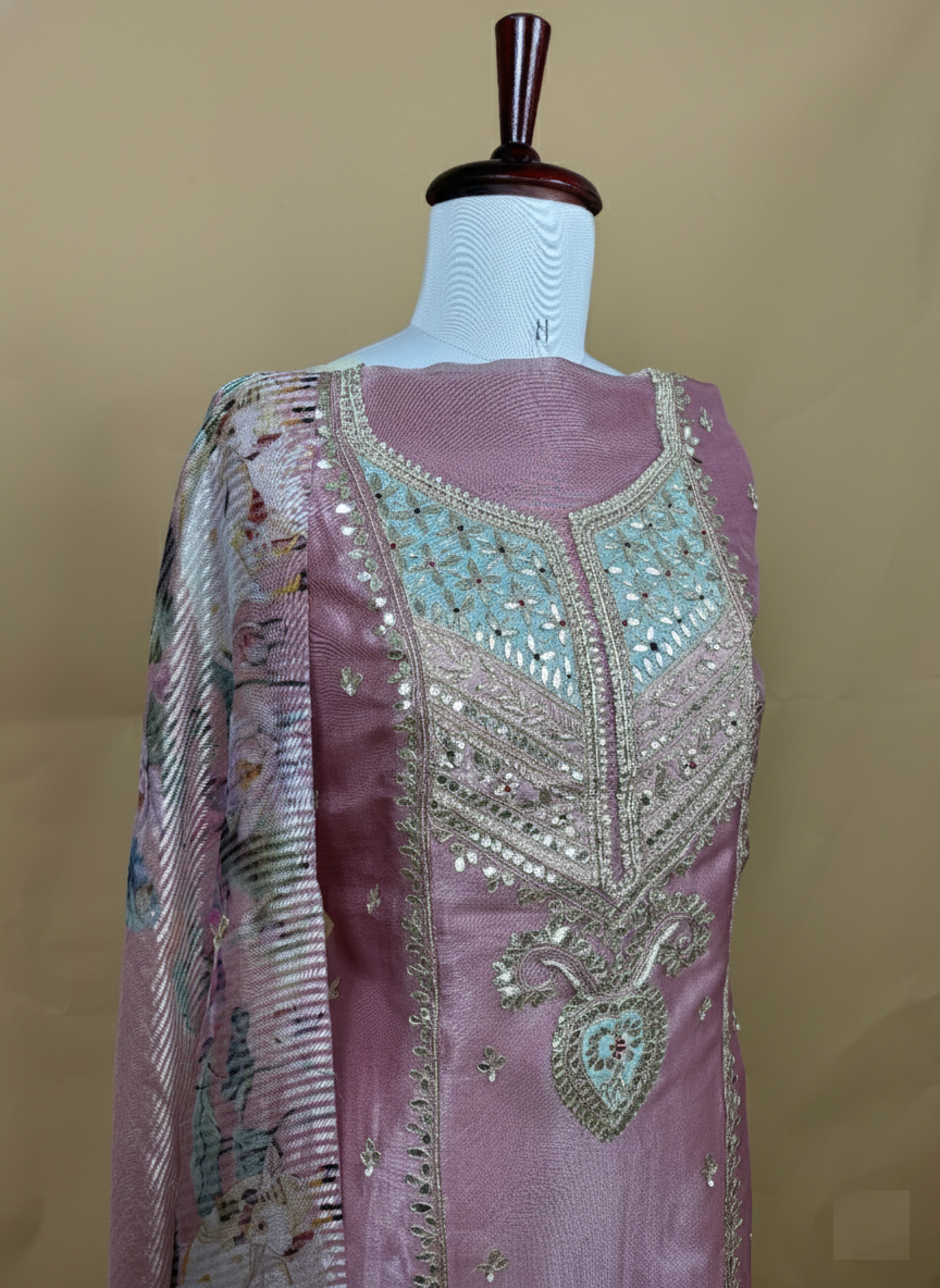 Pure Tissue Handwork Gotta Patti with Zardozi Pearl Suit