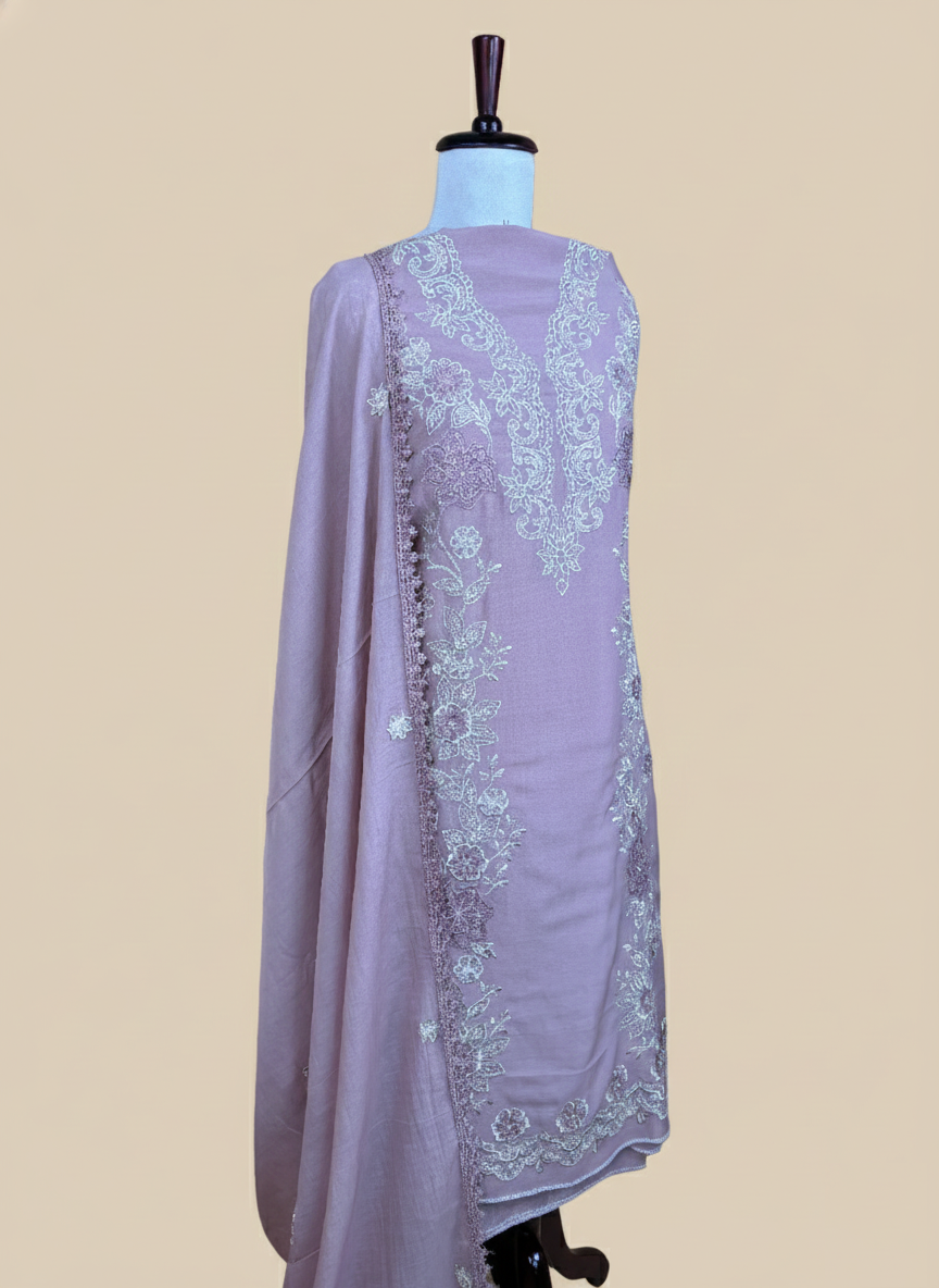 Mulmul Chanderi Thread  Embroidery with Pearl Work Suit