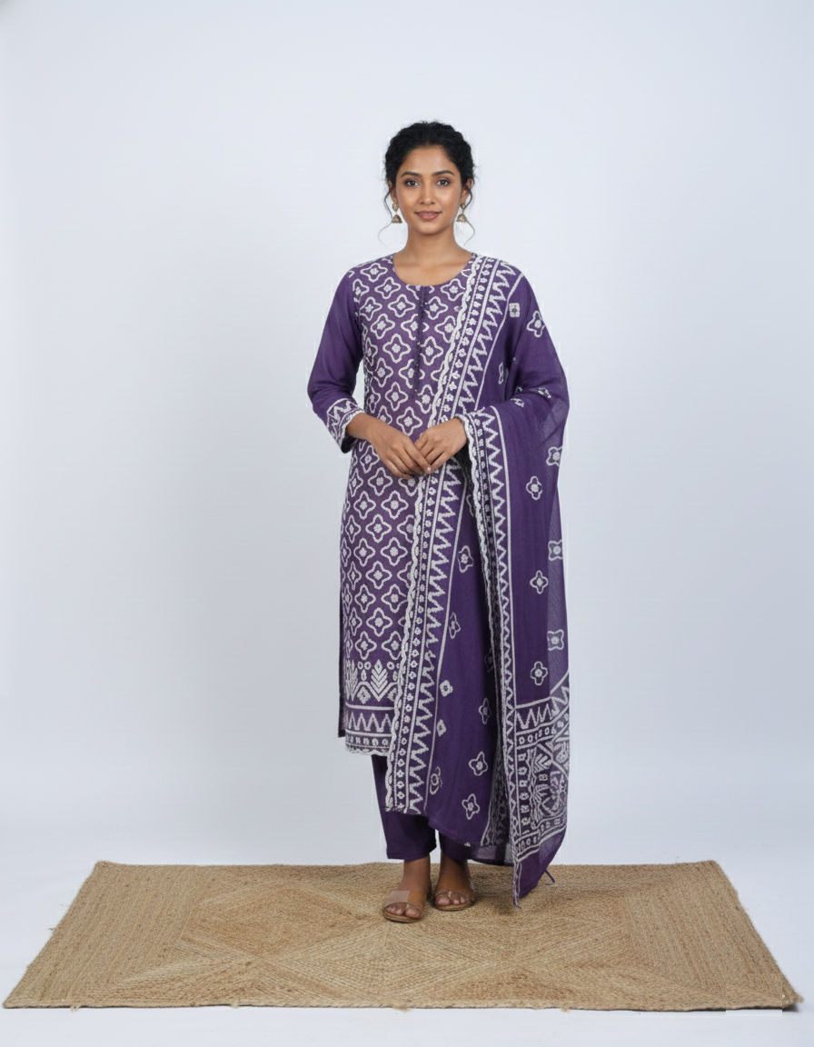 Pure Mulmul Chanderi Applique Embroidery Suit