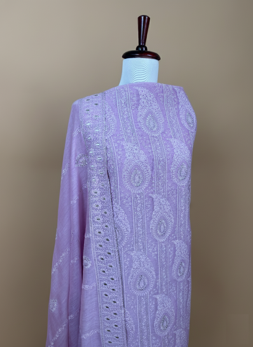 Mulmul Chanderi Silver Highlight with Thread Embroidery Suit