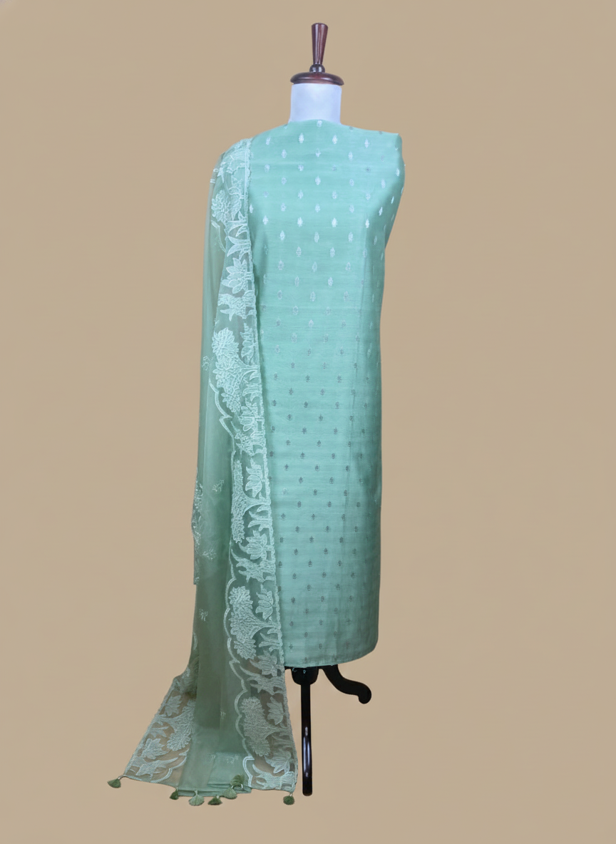 Mulmul chanderi Banarsi Weave Embroidery with Applique work on Dupatta