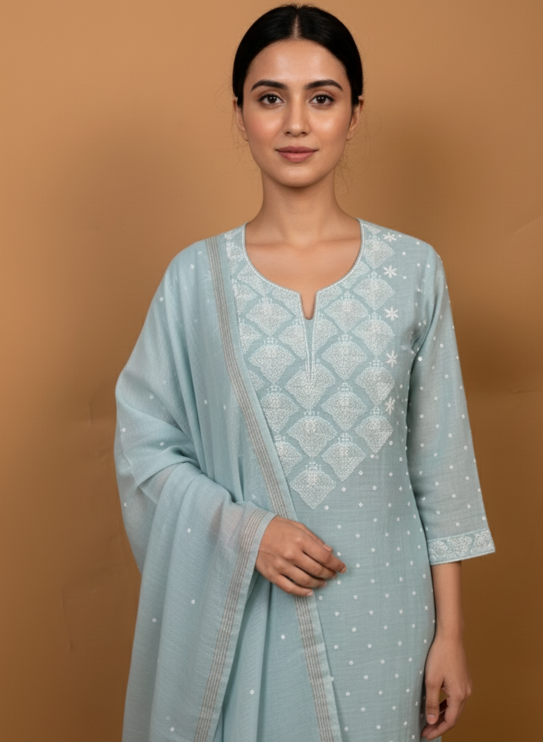 Mulmul Luckhnavi with Pearl Sequence Highlights