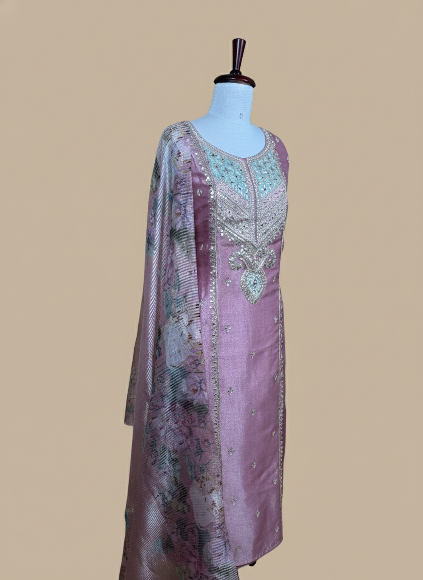 Pure Tissue Handwork Gotta Patti with Zardozi Pearl Suit