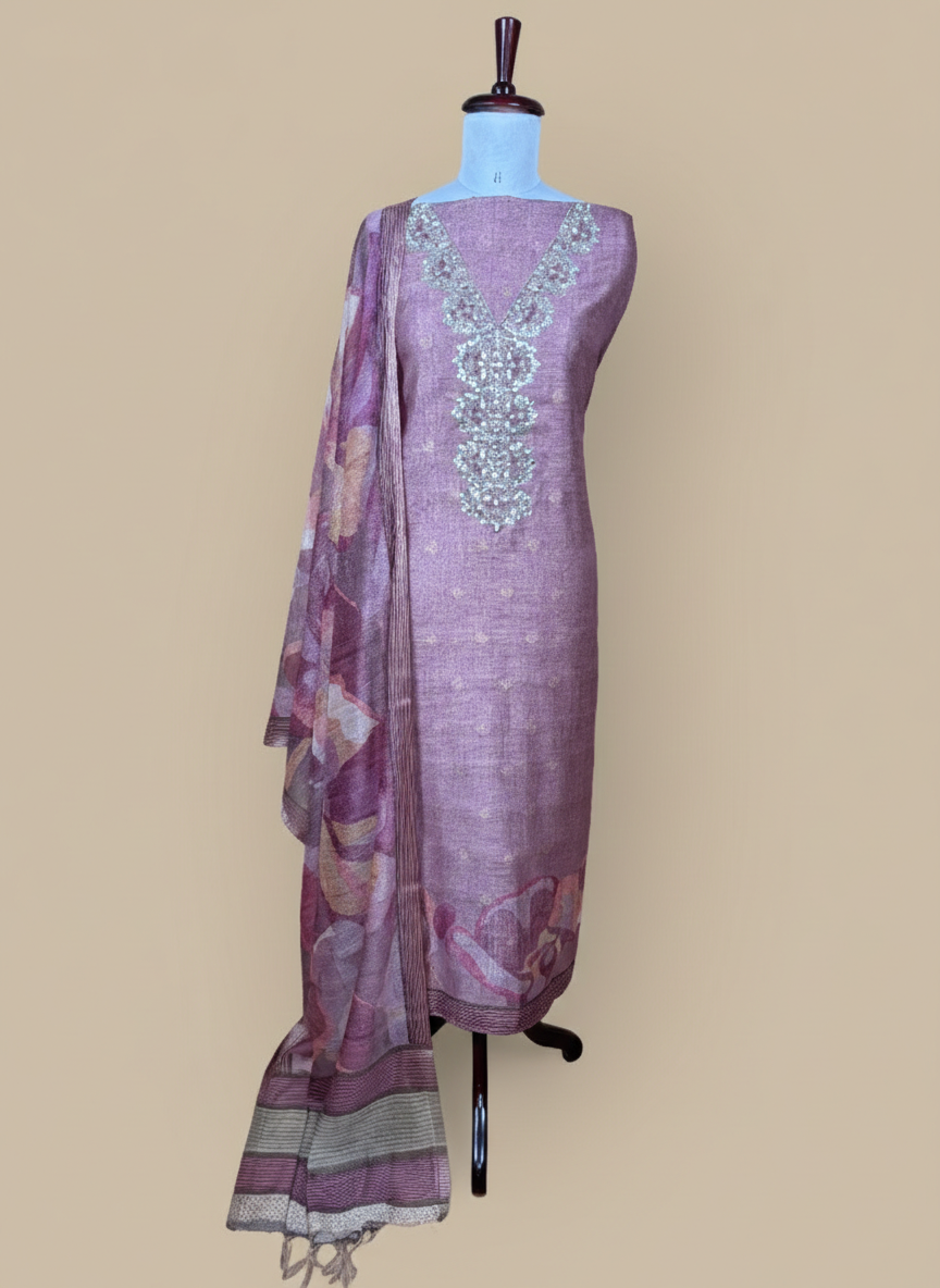 Chanderi with Gotta Patti and Pearl embroidery Suit