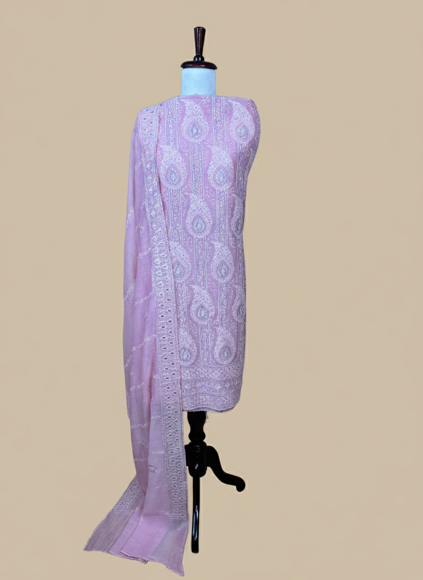 Mulmul Chanderi Silver Highlight with Thread Embroidery Suit