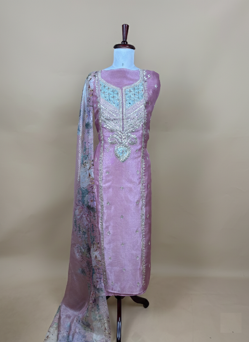 Pure Tissue Handwork Gotta Patti with Zardozi Pearl Suit