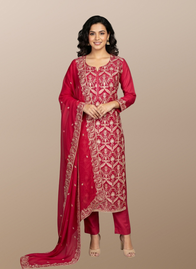 Jaal-e-Bahaar Mulmul Chanderi Unstitched Suit