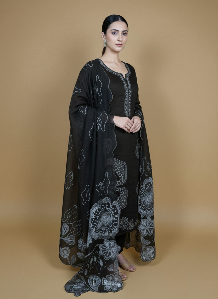 Mumlmul Chanderi Embroidery Dori Sequence work Suit