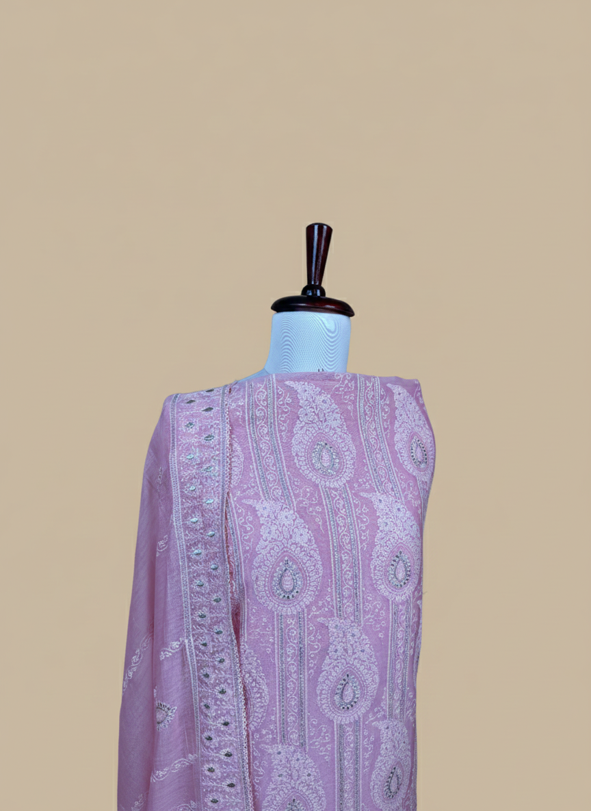 Mulmul Chanderi Silver Highlight with Thread Embroidery Suit