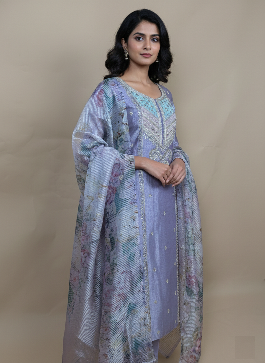 Pure Tissue Handwork Gotta Patti with Zardozi Pearl Suit