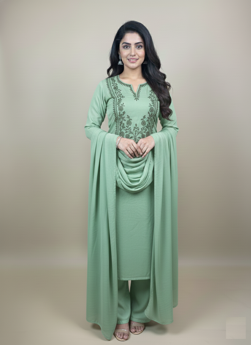 Mulmul Chanderi Sequence Work with Pearl Embroidery Suit with Dupatta