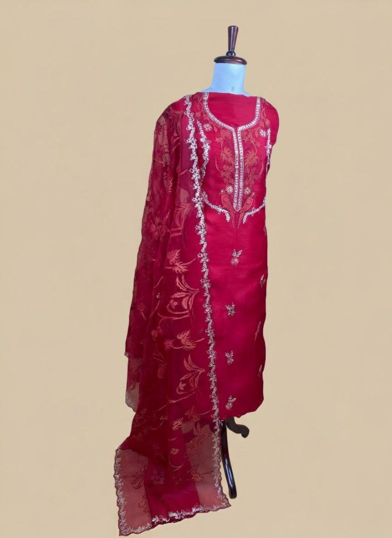 Pure Organza with Pitta Applique Hand embroidery Suit