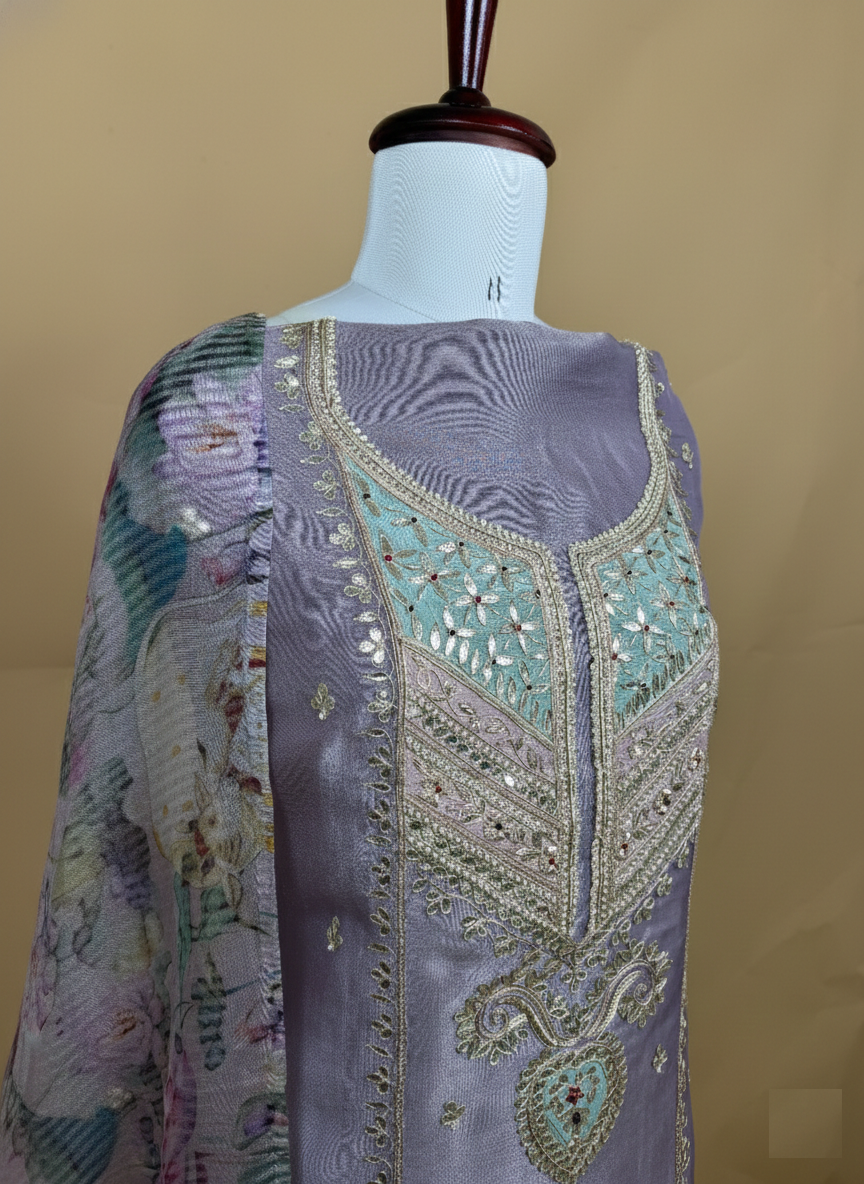 Pure Tissue Handwork Gotta Patti with Zardozi Pearl Suit