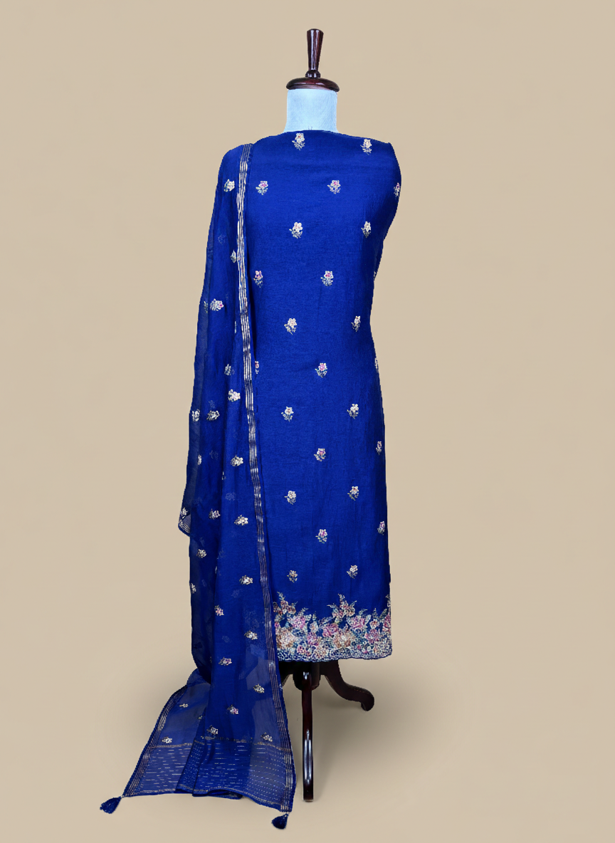 Pure Mulmul Chanderi Multicolor Floral Embroidery Suit