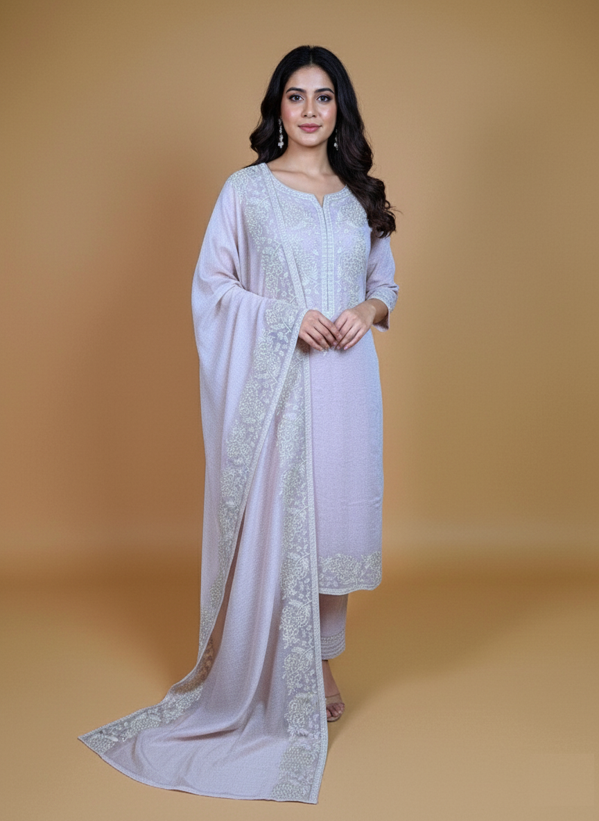 Mulmul Chanderi Suit with Thread Embroidery Suit