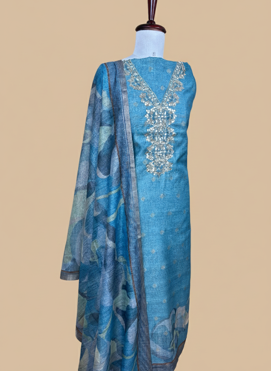 Chanderi with Gotta Patti and Pearl embroidery Suit