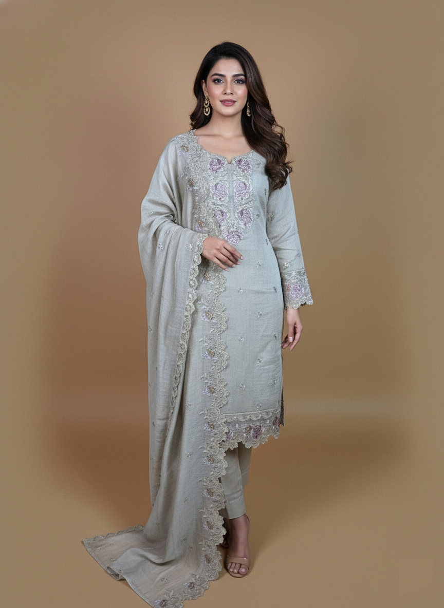 Mulmul Chanderi with Zari Embroidery Suit