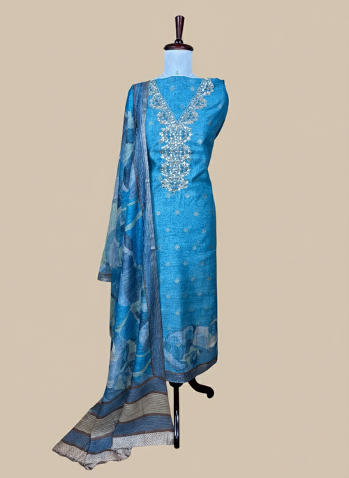 Chanderi with Gotta Patti and Pearl embroidery Suit
