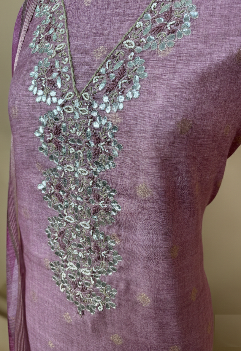 Chanderi with Gotta Patti and Pearl embroidery Suit