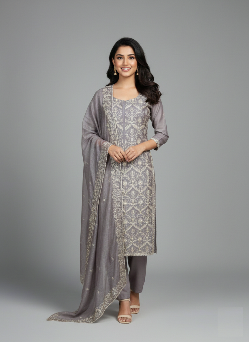 Jaal-e-Bahaar Mulmul Chanderi Unstitched Suit