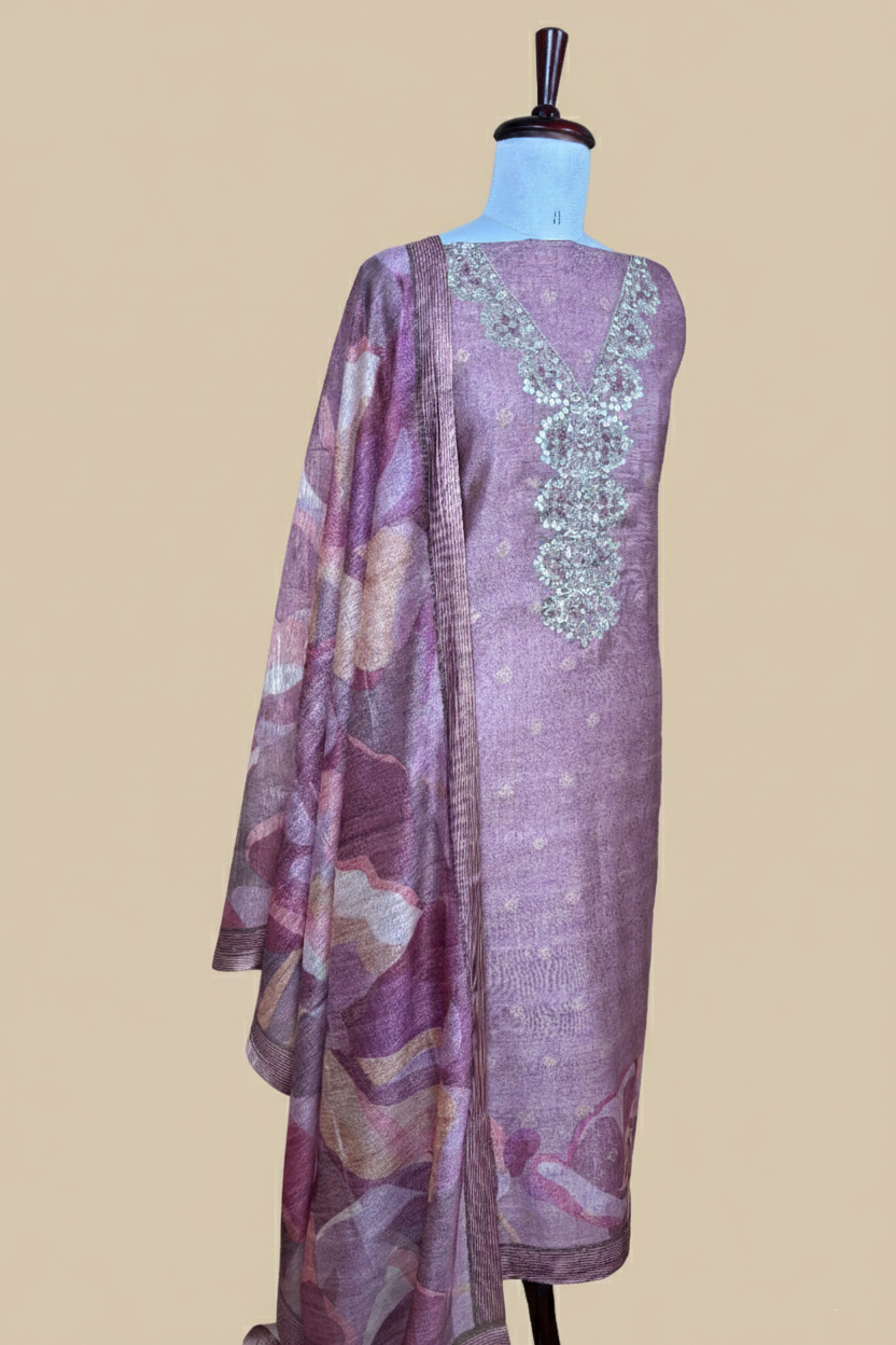 Chanderi with Gotta Patti and Pearl embroidery Suit