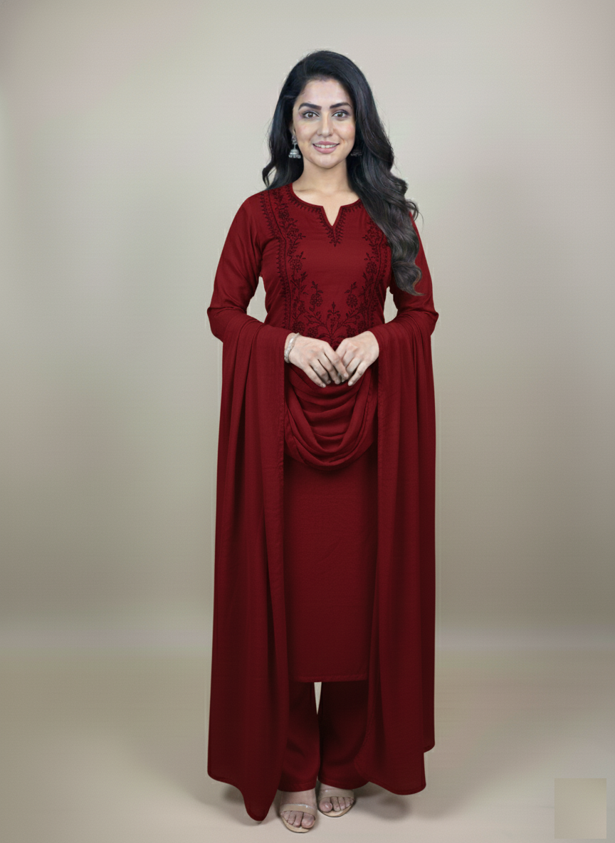 Mulmul Chanderi Sequence Work with Pearl Embroidery Suit with Dupatta